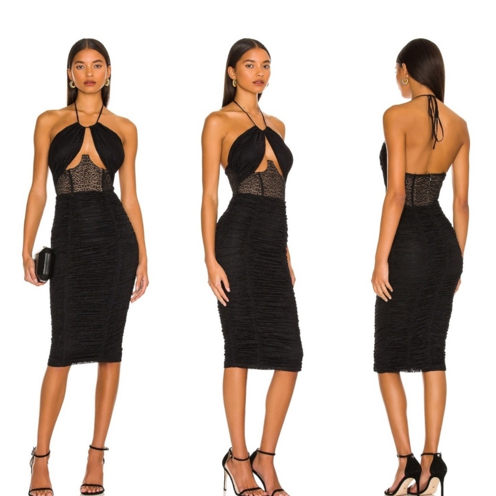NBD Natti Black Halter Midi Dress